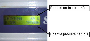 Photo du compteur de la production instatanne